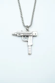 Uzi Gümüş Kaplama Örme Zincir Kolye thumbnail 1