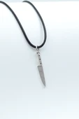 Bıçak - Gastronomi Gümüş Kaplama Deri İp Kolye thumbnail 1