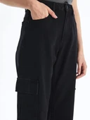 Kargo cep jeans pantolon siyah - 4