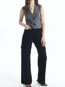 Kargo cep jeans pantolon siyah - 2