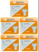 (5 Adet) Osaka 7W Kırmızı Işık GU10 Duylu Led Çanak Ampul - 1