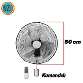 Sanayi Tipi Kumandalı Duvar Vantilatörü 50 cm 130 W Endüstriyel Sessiz Duvara Monte Fan - 2