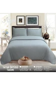 Asya Ponponlu - Elyaf Dolgulu Kırışmaya Dayanıklı Çift Kişilik 240x260 Yatak Örtüsü Antrasit - 1