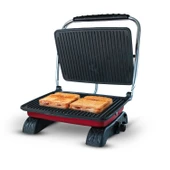 Hilland Organik %100 Demir Döküm Plakalı Tost Makinesi Bordo - Temizleme Fırçası Hediyeli - 3