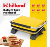 Hilland Organik %100 Demir Döküm Plakalı Tost Makinesi Sarı - Temizleme Fırçası Hediyeli - 1