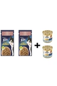 Purina 2 Adet Felix Havuçlu Jöleli Tavuklu 85gr+2 Adet Gourmet Ton Balıklı 85 Gr Yaş Kedi Maması - 1