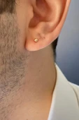 14 Ayar Altın 3 mm Erkek Tek Küpe - 3