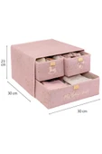 Flora 3 Bölmeli Baby Çekmece, Yenidoğan Bebek Kıyafet Çamaşır Patik Bez Düzenleyici Kutu Pembe thumbnail 6