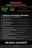 robo-mi Ecovacs Deebot Ozmo U2 Pro 2600mAh Robot Süpürge Bataryası - Sertifikalı Güvenlik, Gerçek Kapasite - 7