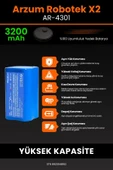 robo-mi Arzum AR4301 Robotek X2 3200mAh Robot Süpürge Bataryası - Sertifikalı Güvenlik, Gerçek Kapasite - 5
