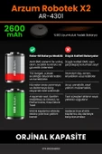 robo-mi Arzum AR4301 Robotek X2 2600mAh Robot Süpürge Bataryası - Sertifikalı Güvenlik, Gerçek Kapasite - 6