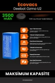 robo-mi Ecovacs Deebot Ozmo U2 3500mAh Robot Süpürge Bataryası - Yüksek Yoğunluklu Li-ion Hücre thumbnail 5