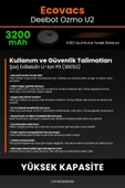 robo-mi Ecovacs Deebot Ozmo U2 3200mAh Robot Süpürge Bataryası - Sertifikalı Güvenlik, Gerçek Kapasite - 7