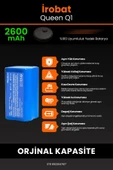 robo-mi İrobat Queen Q1 2600mAh Robot Süpürge Bataryası - Gerçek Kapasite, Maksimum Güvenlik - 5