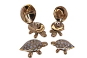 Kaplumbağa 4'lü Set Sedefli Pirinç Biblo Dekoratif Hediyelik thumbnail 3