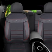 Toyota Yaris Araçlara Uyumlu Oto Koltuk Kılıfı Seti - Venüs Serisi Siyah/Kırmızı - 2