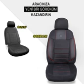 Volkswagen Golf 6 Araçlara Uyumlu Oto Koltuk Kılıfı Seti - Violet Serisi Siyah/Kırmızı - 3