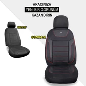 Suzuki Swift Araçlara Uyumlu Oto Koltuk Kılıfı Seti - Primier Serisi - Siyah Kırmızı - 4