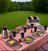 33 Parça 6 Kişilik Gri Renkli Organizerli Taşıma Kutulu Piknik Seti thumbnail 1