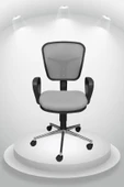 Porziyon Depar Krom - Fileli Ofis Büro Öğrenci Çalışma Koltuğu - Sandalyesi Gri - 1