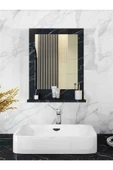 Safir Stil 60x45 Siyah Raflı Banyo Aynası - 1