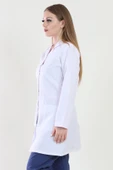 Moda Canel Uzun Boy Mono Yaka Beyaz Bayan Önlük - 3