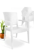 ZİYNET HOME Rattan Sandalye 4 Adet Rattan Victor Kollu Sandalye Koltuk 4'lü Set A plus - 10