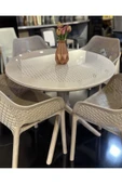 ZİYNET HOME Yuvarlak Camlı Masa Maria Rattan Bahçe Balkon Teras Masası (SADECE CAMLI MASA) - 4
