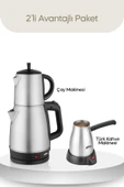 Inox Çaycı ve Elektrikli Türk Kahvesi Makinesi Seti - 1