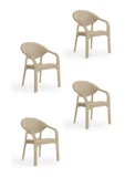 ZİYNET HOME 4 Adet Bambu Pro Çift Ayak Rattan Desenli Kollu Sandalye Koltuk 4'lü Set 1. Kalite - 2