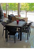 ZİYNET HOME Bambu Pro 90x150cm Rattan Bahçe Balkon Masa Takımı 6 Kişilik Camsız Set Cappuccino 1. Kalite - 7