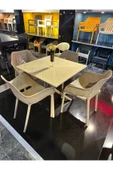 Kare Camlı Masa Takımı 4 Kişilik Camlı Balkon Teras Bahçe 80x80 Masa Takımı A Plus - 5