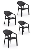 ZİYNET HOME 4 Adet Bambu Pro Çift Ayak Rattan Desenli Kollu Sandalye Koltuk 4'lü Set 1. Kalite - 5