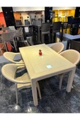 ZİYNET HOME 90x150 cm Rattan 4 Kişilik Masa Takımı Camlı Bambu Sandalye Bahçe Teras Takımı Oturma Grubu - 9