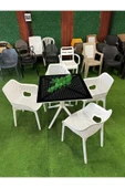 Kare Camlı Masa Takımı 4 Kişilik Camlı Balkon Teras Bahçe 80x80 Masa Takımı A Plus - 2