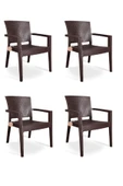 ZİYNET HOME Rattan Sandalye 4 Adet Rattan Victor Kollu Sandalye Koltuk 4'lü Set A plus - 1