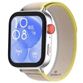 Huawei Watch Fit 3 İle Uyumlu Wander Trail Loop Nylon Hasır Kumaş Kordon  Sarı thumbnail 1