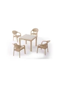 ZİYNET HOME 90x90 cm Rattan 4 Kişilik Kare Masa Takımı Camlı Bambu Sandalye Bahçe Teras Takımı Oturma Grubu - 7