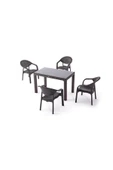 ZİYNET HOME 90x150 cm Rattan 4 Kişilik Masa Takımı Camlı Bambu Sandalye Bahçe Teras Takımı Oturma Grubu - 1
