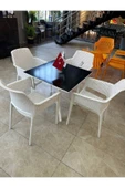 ZİYNET HOME Rattan Kare Masa Takımı 4 Kişilik Camlı Balkon Teras Bahçe Masa Takımı A Plus - 4