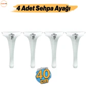 Lukens 4 ADET Beyaz Gümüş Sehpa Masa Ayakları 40 cm Plastik Ayak Mobilya Zigon Orta Sehpası Ayağı - 1