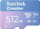 SanDisk Creator 512GB 190/130MB/s microSDXC UHS-I A2 V30 Adaptörlü Hafıza Kartı SDSQXAV-512G-IN6MS - 1