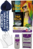 Truecolor Mavi Saç Boyası Seti Saç Açıcı ve Eldivenli - 1