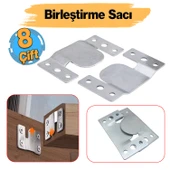 Metal (8 Çift Takım) Baza Başlık Mobilya Karyola Köşe Koltuk Birleştirme Sacı Saç Bağlama Braketi thumbnail 1