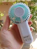 Şarjli Mini El Fanı Masa Fanı Soğutucu Masa Üstü Vantilatör Usb Stantlı Cep Telefonu Tutucu Yeşil - 2