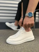 Beyaz Tornado Bağcıklı Cilt Erkek Günlük Spor Klasik Ayakkabı - 3