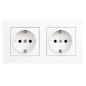 Karen Beyaz 2'li Topraklı Sıvaaltı Priz ve Çiftli Çerçeve Seti Montaj Uyumlu - 1