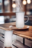 2 Adet Ehlikey Borosilikat Çay Bardağı, Isıya Dayanıklı Sunum Bardağı, Kulplu Çay Bardağı (225 ml) - 2