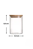 12 Adet Cam Vakumlu Bambu Kapaklı Borosilikat Baharatlık, Saklama Kabı, Çerezlik (200 ml) - 8