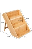 3 Katlı Bambu Katlanır Ayaklı Baharatlık Standı Çekmece İçi Baharatlık Standı, Bambu Organizer - 4